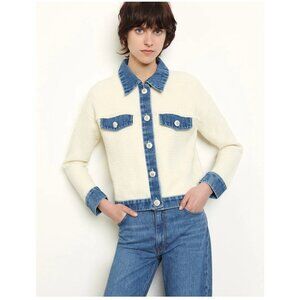 Sandro Nino Crotchet & Denim Cardigan